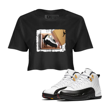Sneaker match tees – Sneaker Tees To Match Air Jordan 12 Taxi Shoes – New Kicks Crop T-Shirt Black 1