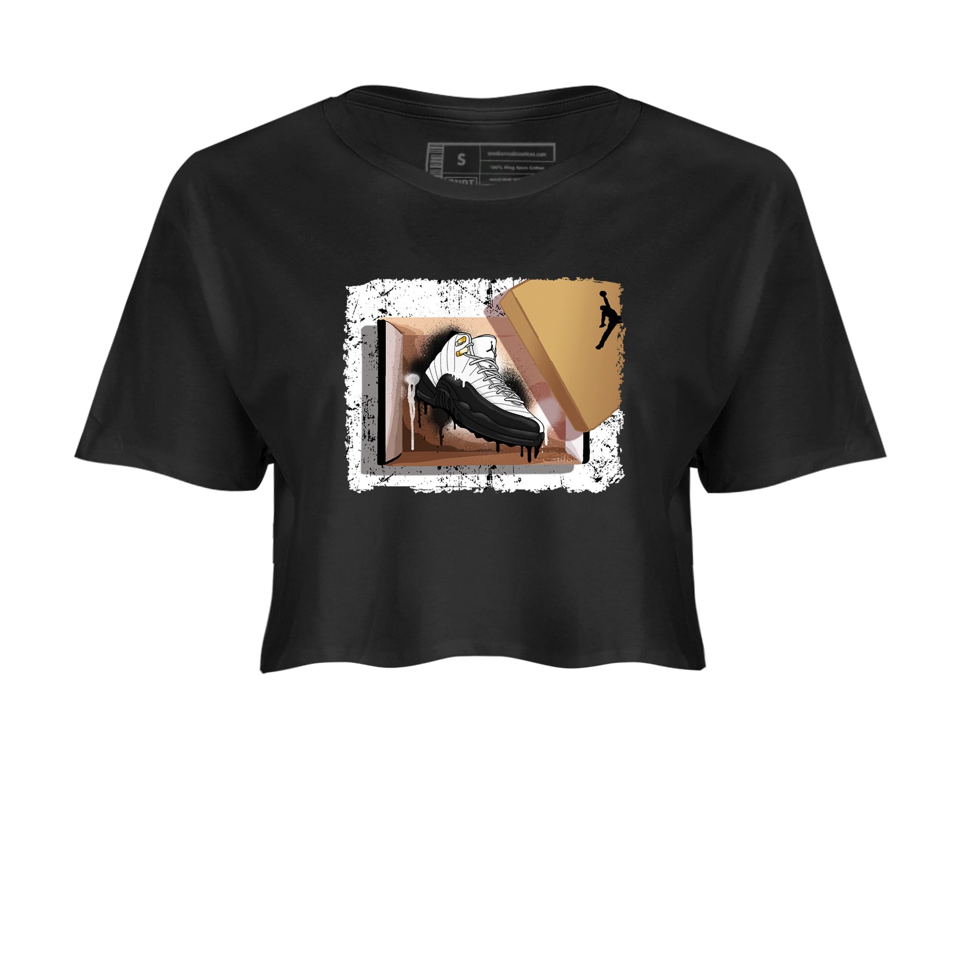 Sneaker match tees – Sneaker Tees To Match Air Jordan 12 Taxi Shoes – New Kicks Crop T-Shirt Black 2