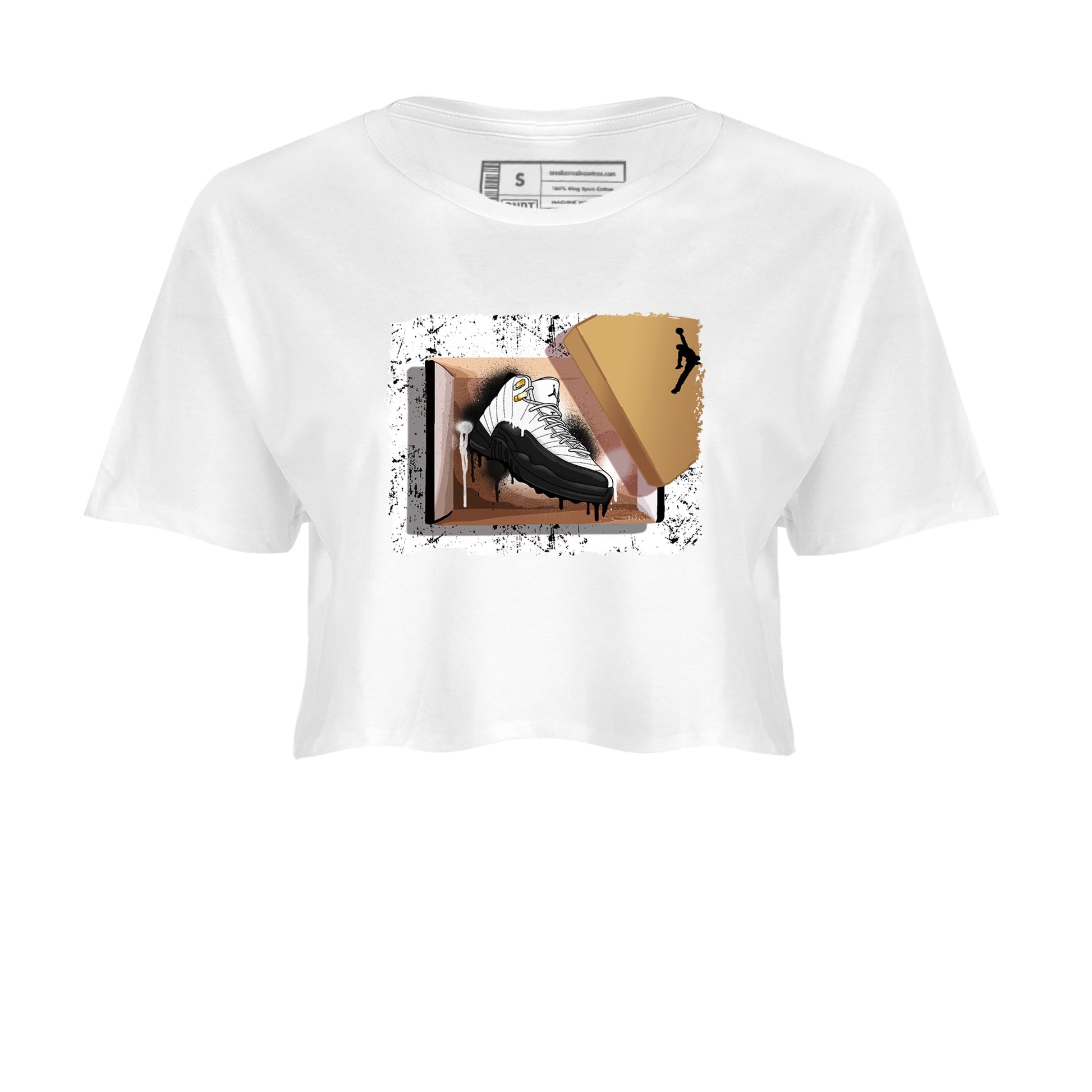 Sneaker match tees – Sneaker Tees To Match Air Jordan 12 Taxi Shoes – New Kicks Crop T-Shirt White 2