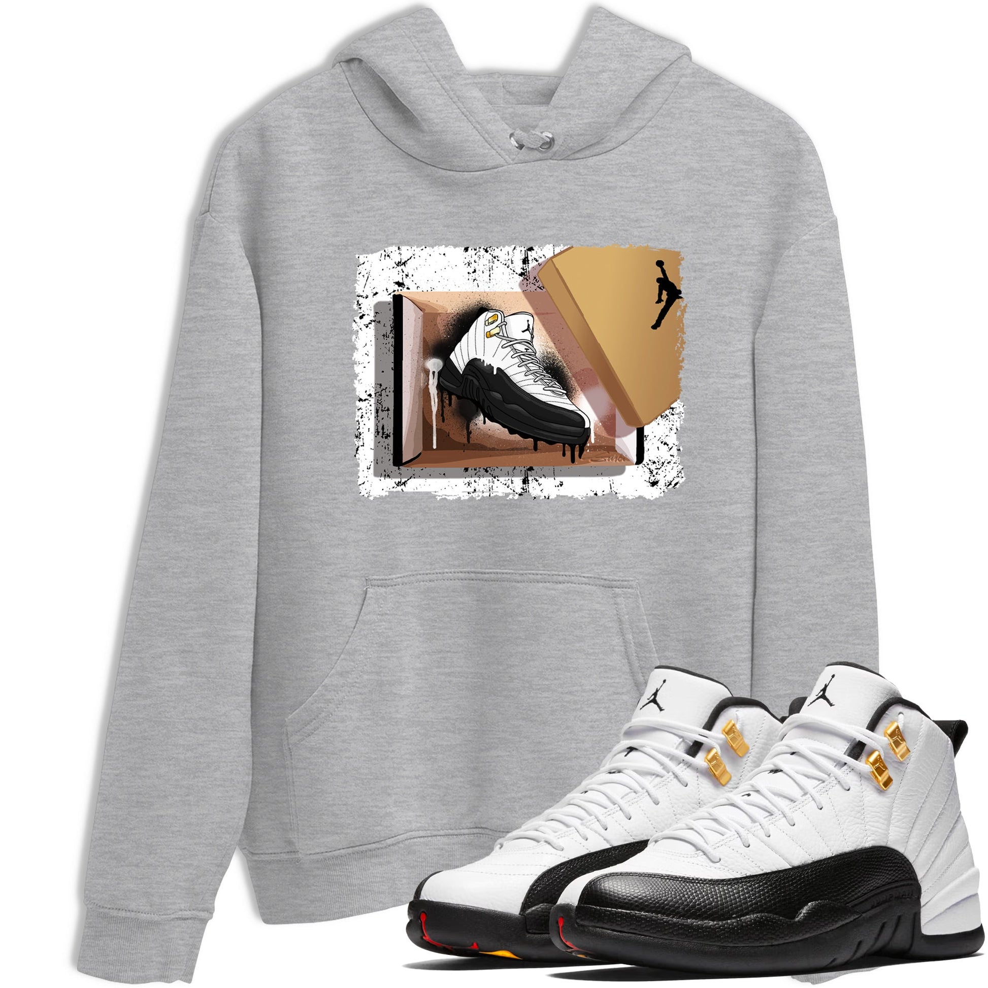 Sneaker match tees – Sneaker Tees To Match Air Jordan 12 Taxi Shoes – New Kicks Tee Heather Grey 1