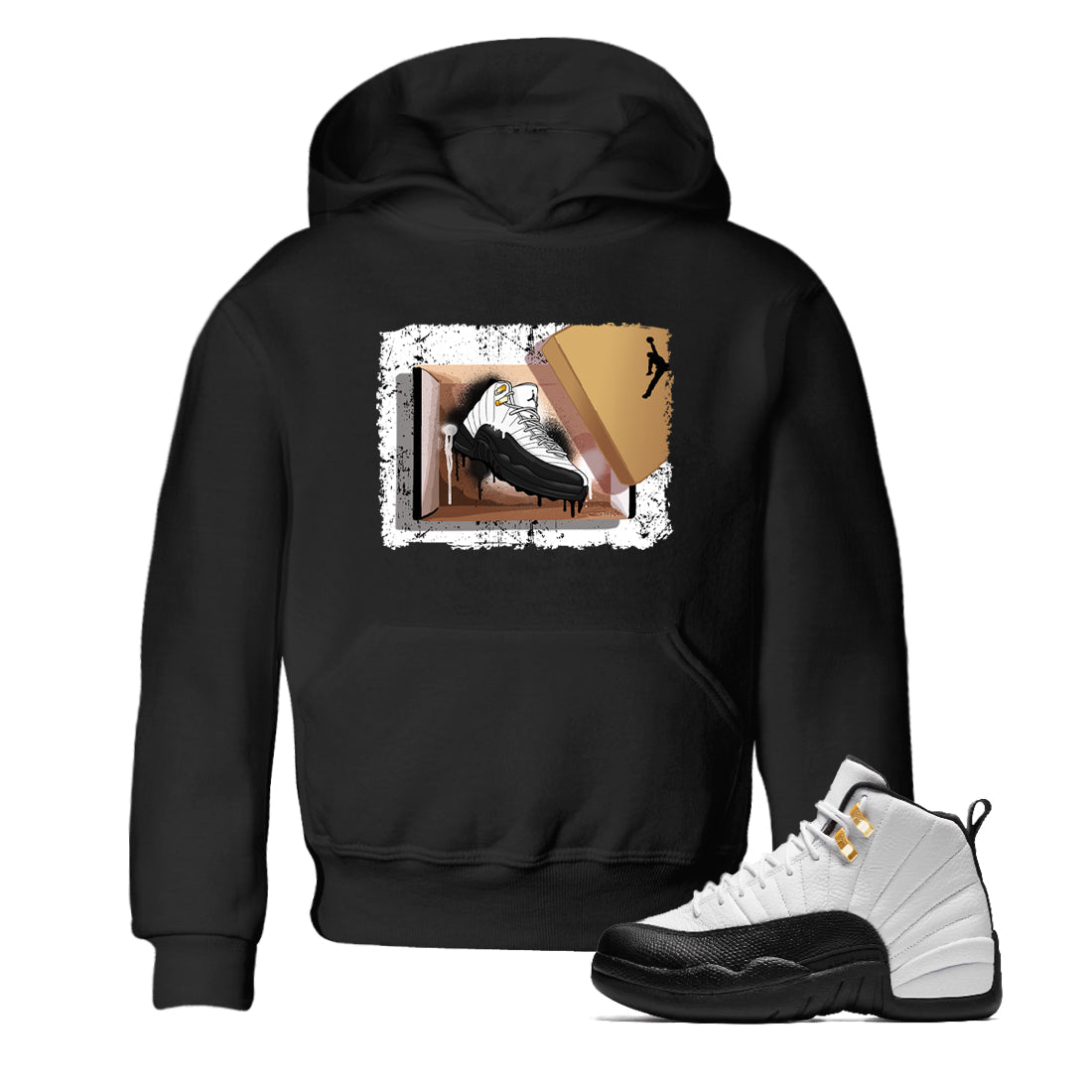 Sneaker match tees – Sneaker Tees To Match Air Jordan 12 Taxi Shoes – New Kicks Kids T-Shirt Black 1