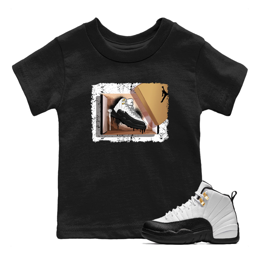 Sneaker match tees – Sneaker Tees To Match Air Jordan 12 Taxi Shoes – New Kicks Kids T-Shirt Black 1