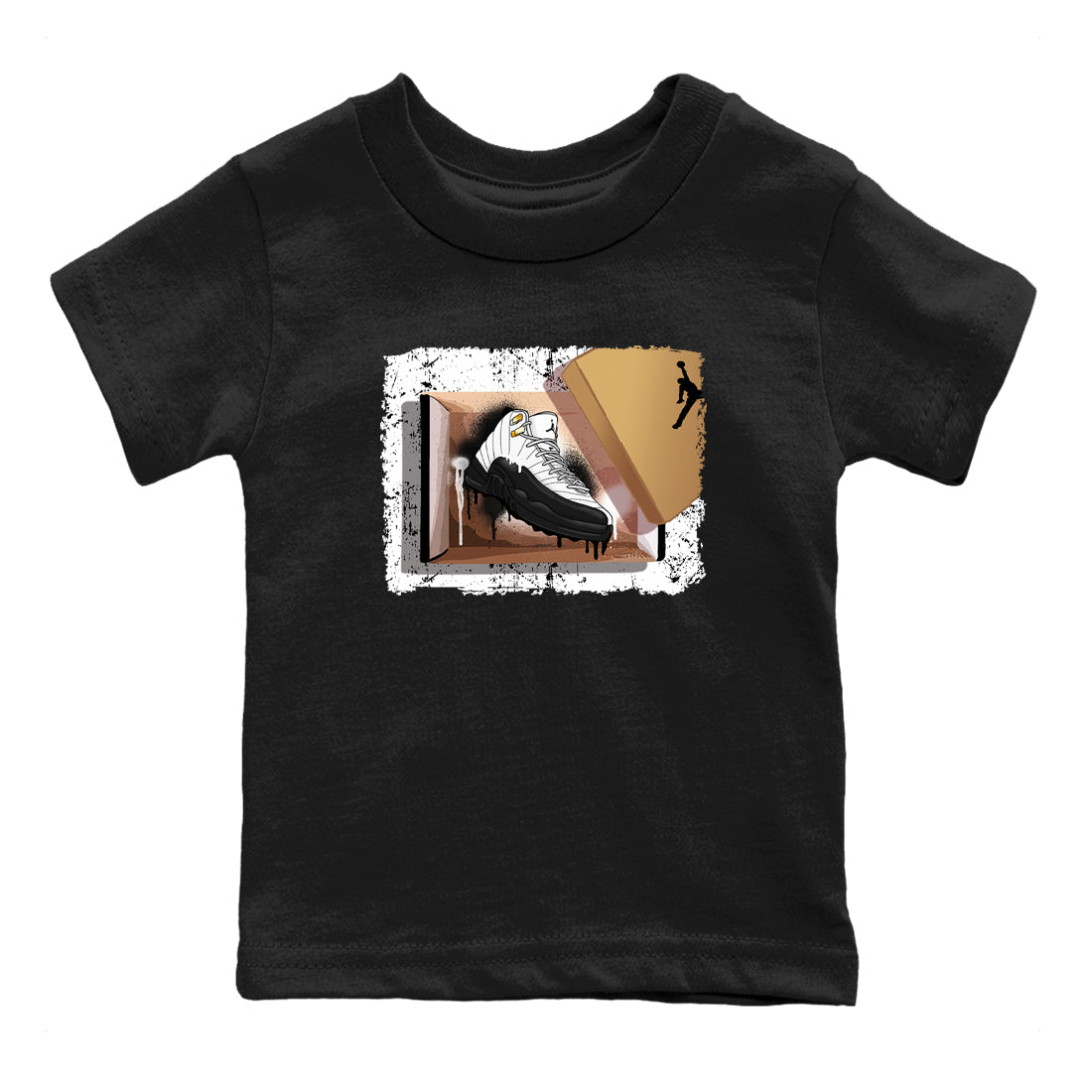 Sneaker match tees – Sneaker Tees To Match Air Jordan 12 Taxi Shoes – New Kicks Kids T-Shirt Black 2