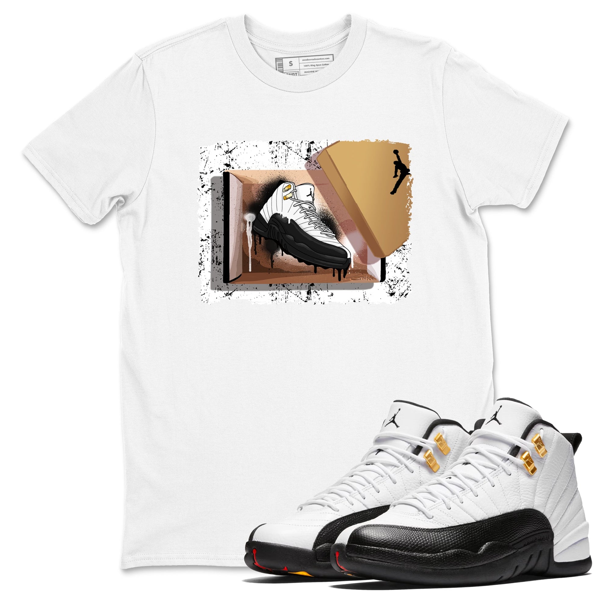 Sneaker match tees – Sneaker Tees To Match Air Jordan 12 Taxi Shoes – New Kicks Tee White 1