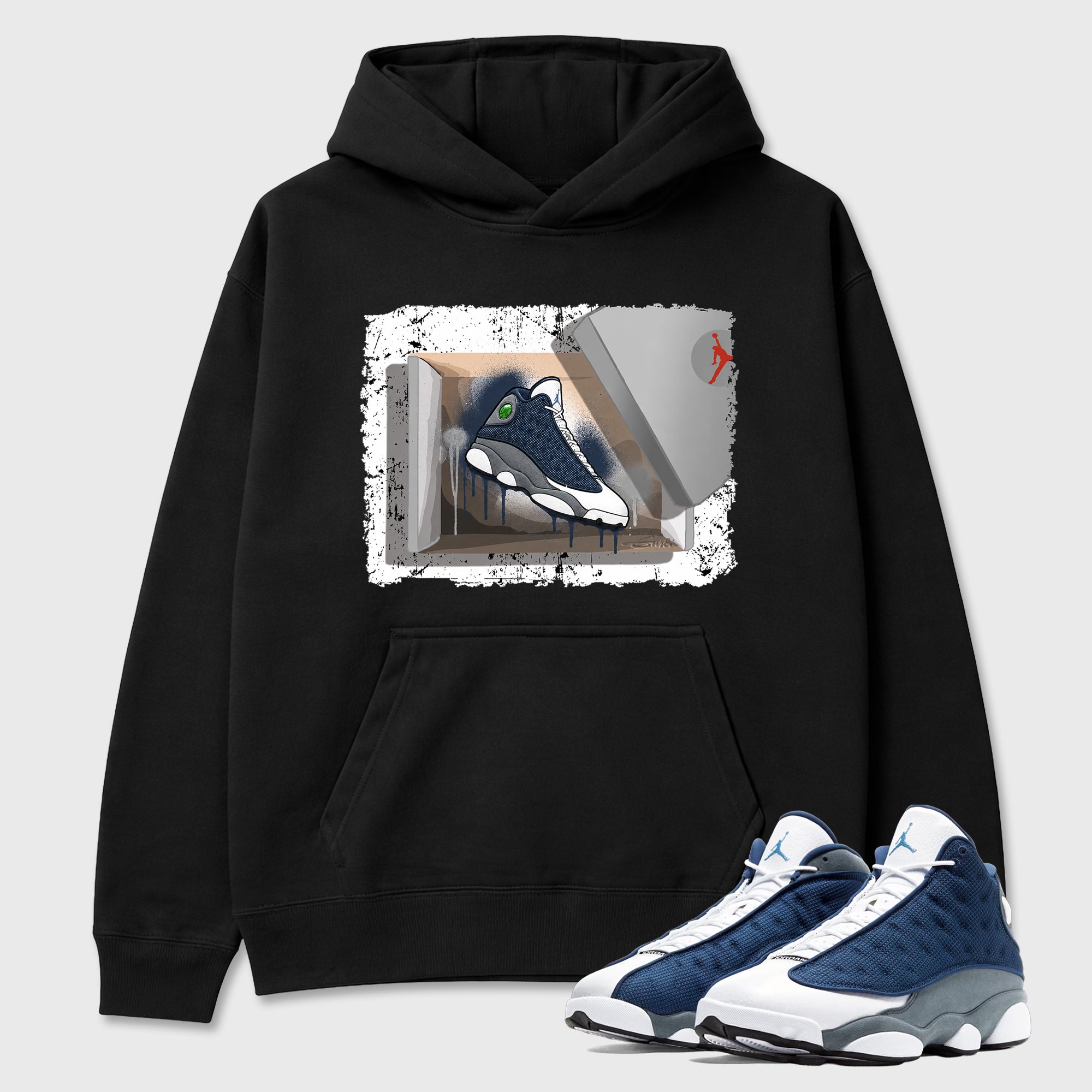 New Kicks Graphic T-Shirt featuring original streetwear artwork designed to match the Air Jordan 13 Flint. Black 1 Graphic Tee.
