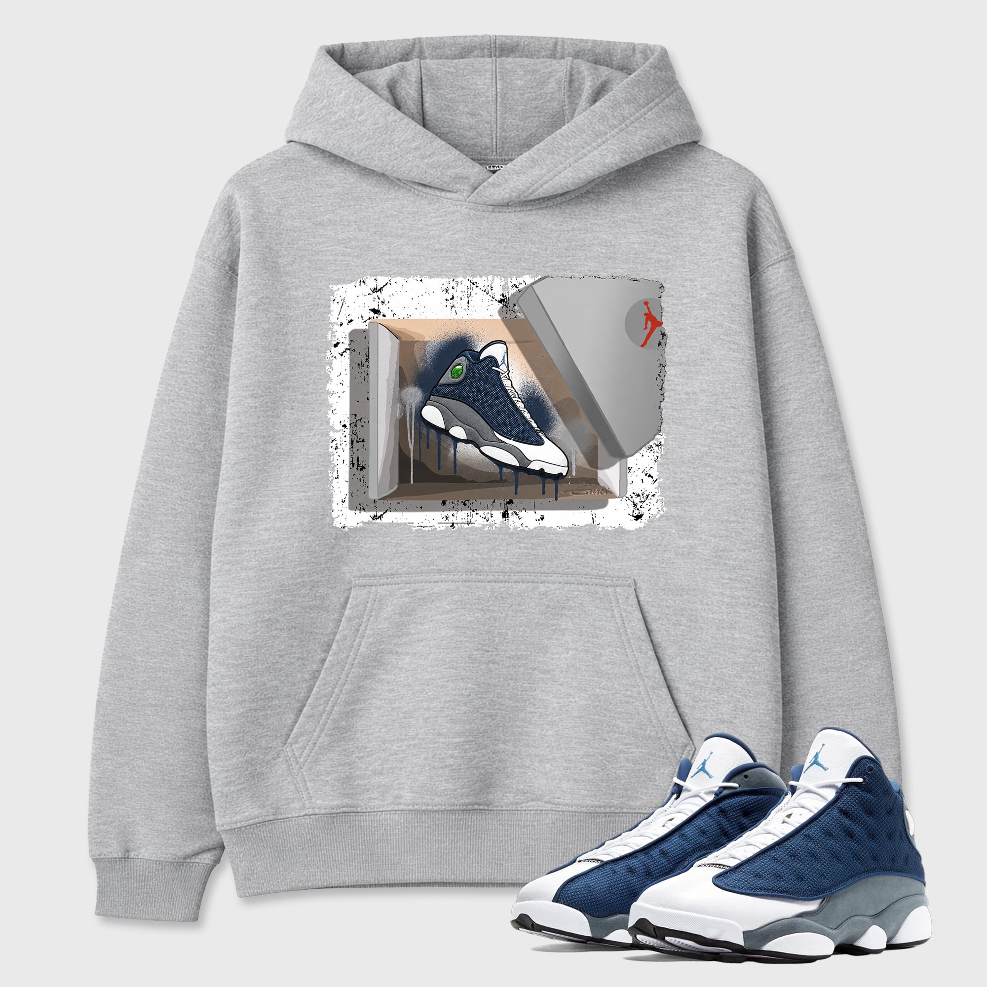 New Kicks Graphic T-Shirt featuring original streetwear artwork designed to match the Air Jordan 13 Flint. Heather Grey 1 Graphic Tee.