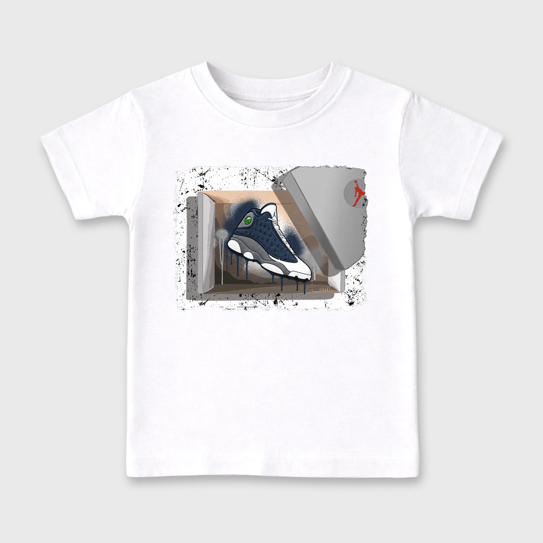 New Kicks Baby & Kids Graphic T-Shirt featuring original artwork designed to match the Air Jordan 13 Flint. White 2 Kids Graphic Tee.