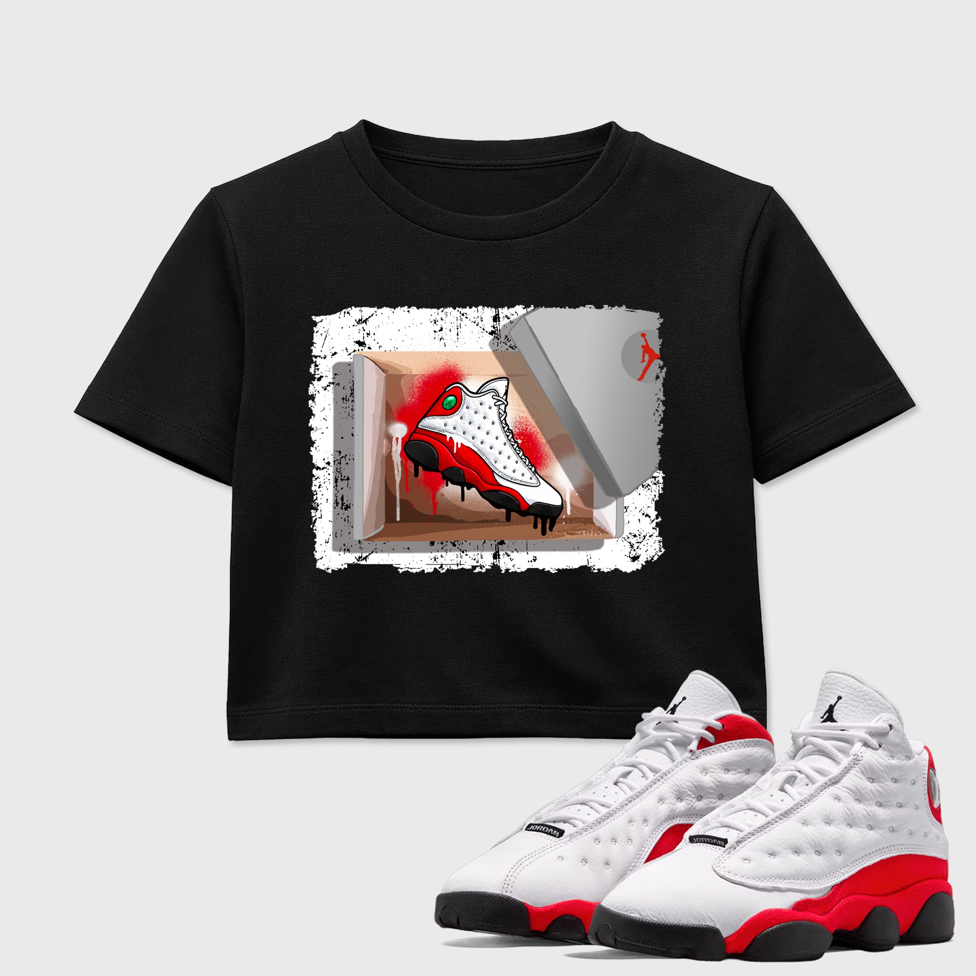 New Kicks SNRT Sneaker Women's Top - Air Jordan 13 University Red - SNRT Sneaker T-shirts