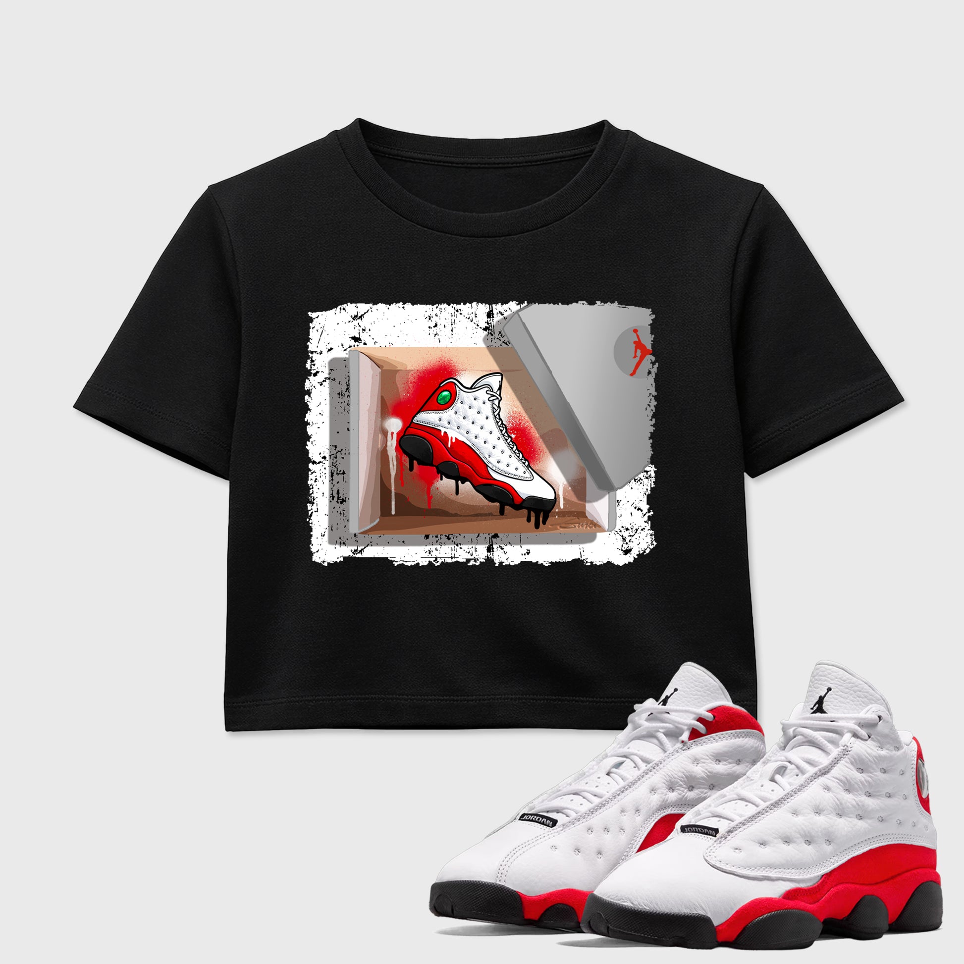 New Kicks SNRT Sneaker Women's Top - Air Jordan 13 University Red - SNRT Sneaker T-shirts