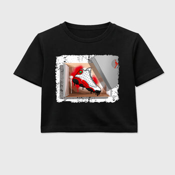 Best Sneakerfit for Sneakerheads Graphic Tees To Match Air Jordan 13 University Red Sneakers – New Kicks Crop T-Shirt Black 2