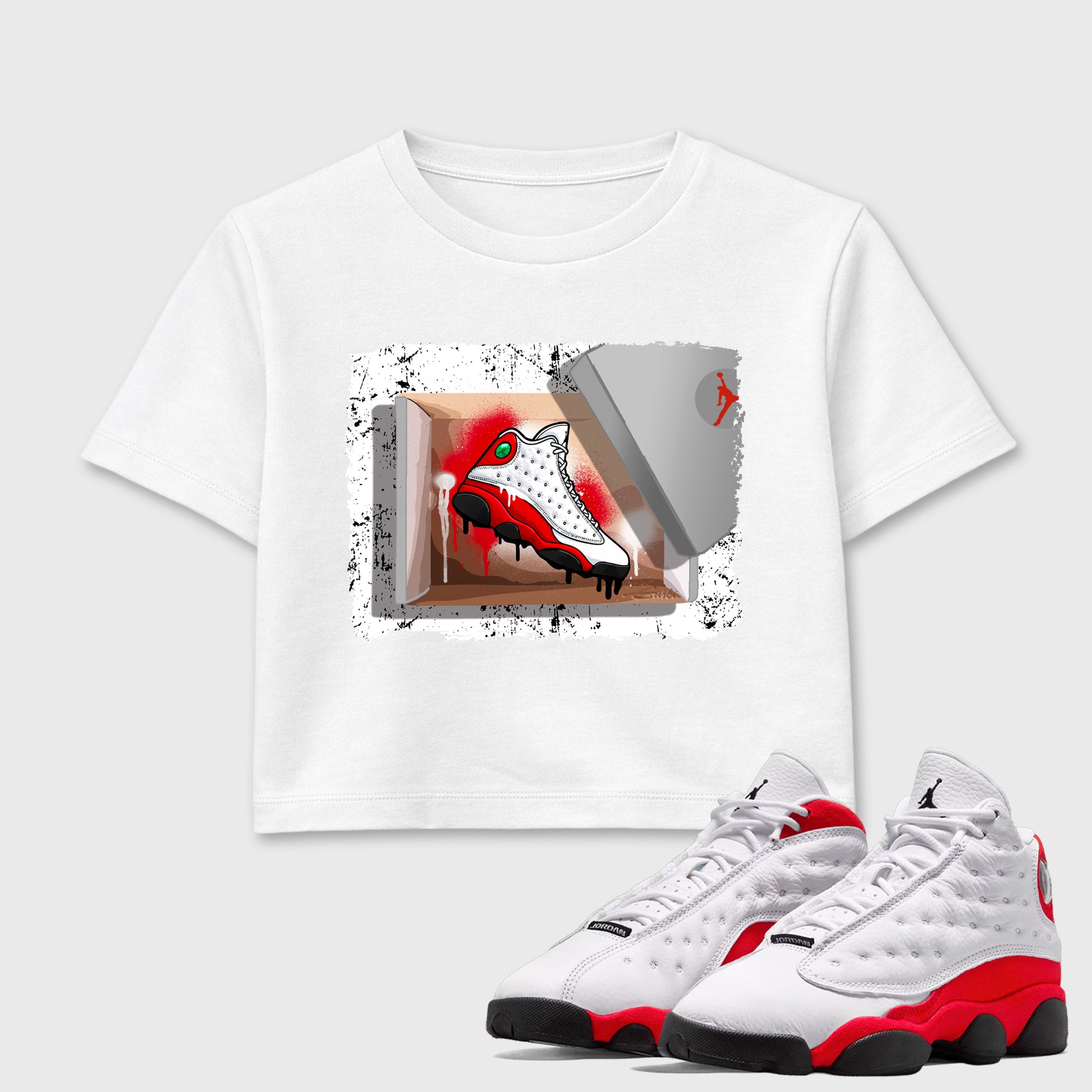 New Kicks SNRT Sneaker Women's Top - Air Jordan 13 University Red - SNRT Sneaker T-shirts