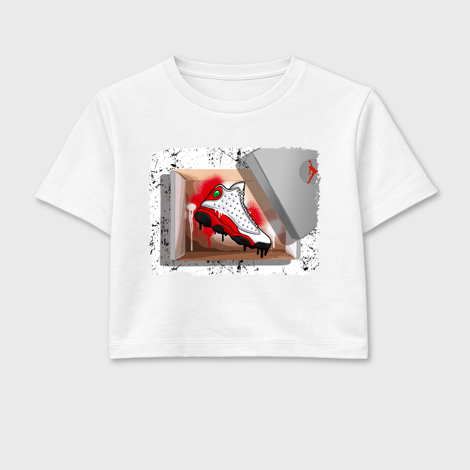 Best Sneakerfit for Sneakerheads Graphic Tees To Match Air Jordan 13 University Red Sneakers – New Kicks Crop T-Shirt White 2