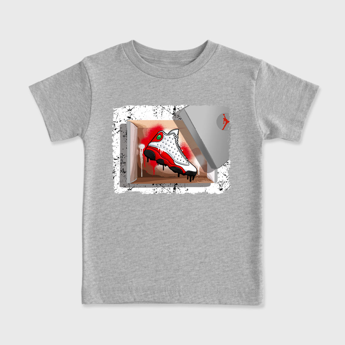 Best Sneakerfit for Sneakerheads Graphic Tees To Match Air Jordan 13 University Red Sneakers – New Kicks Kids T-Shirt Heather Grey 2