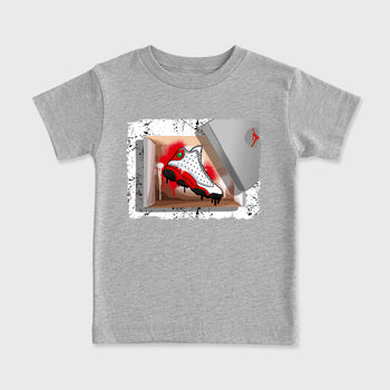 Best Sneakerfit for Sneakerheads Graphic Tees To Match Air Jordan 13 University Red Sneakers – New Kicks Kids T-Shirt Heather Grey 2