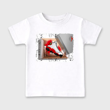 Best Sneakerfit for Sneakerheads Graphic Tees To Match Air Jordan 13 University Red Sneakers – New Kicks Kids T-Shirt White 2