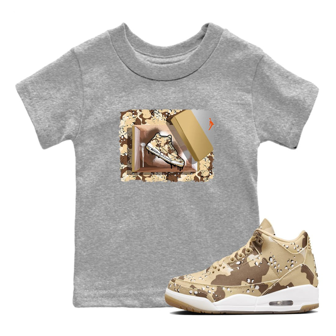 WNBA x Air Jordan 3 “Desert Camo” shirts to match jordans New Kicks sneaker match tees Air Jordan 3 Desert Camo SNRT Sneaker Release Tees Clothing Sneakerhead ShirtsBaby and Youth Heather Grey 1 cotton tee