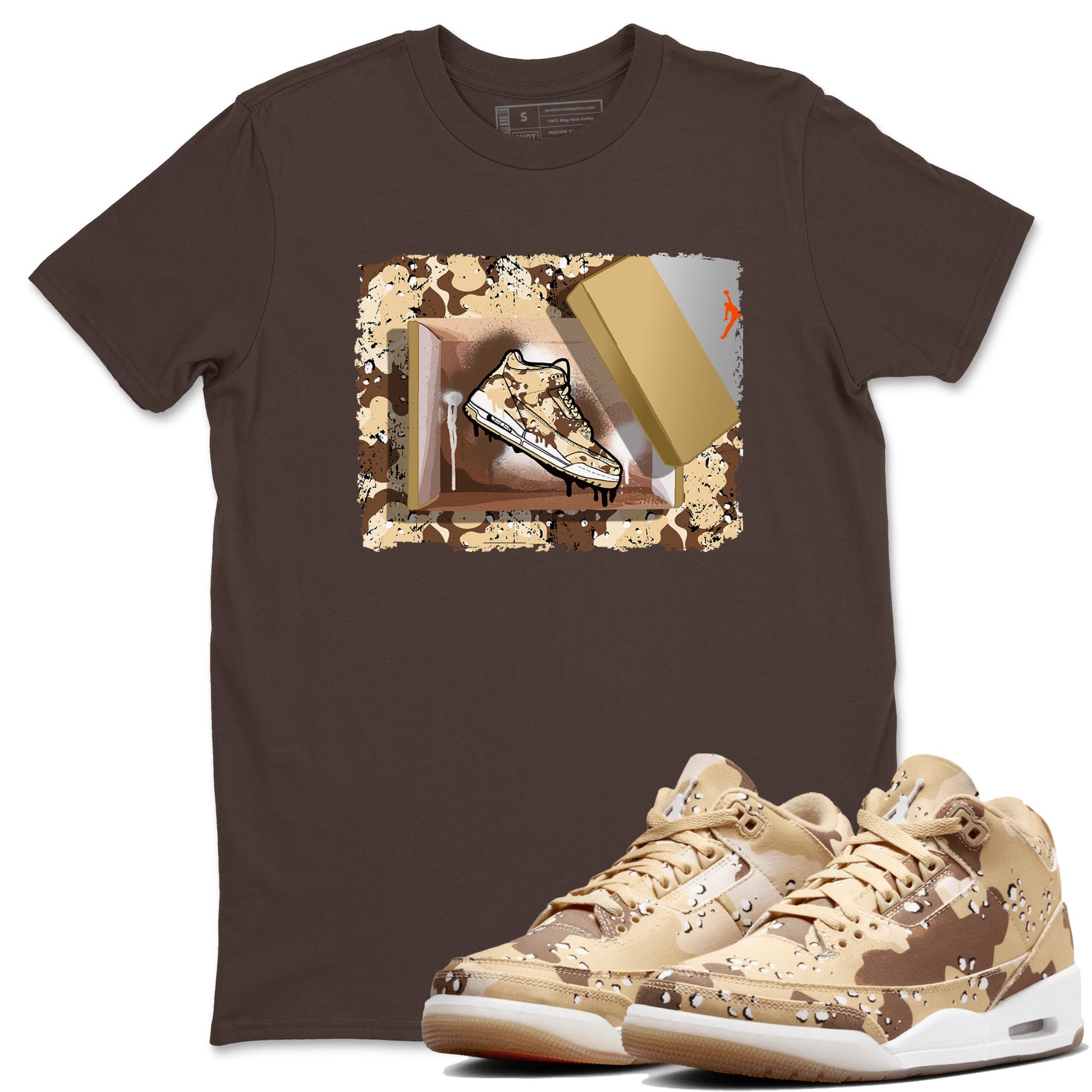WNBA x Air Jordan 3 “Desert Camo” shirts to match jordans New Kicks sneaker match tees Air Jordan 3 Desert Camo SNRT Sneaker Release Tees Clothing Sneakerhead ShirtsDark Chocolate 1 unisex cotton tee