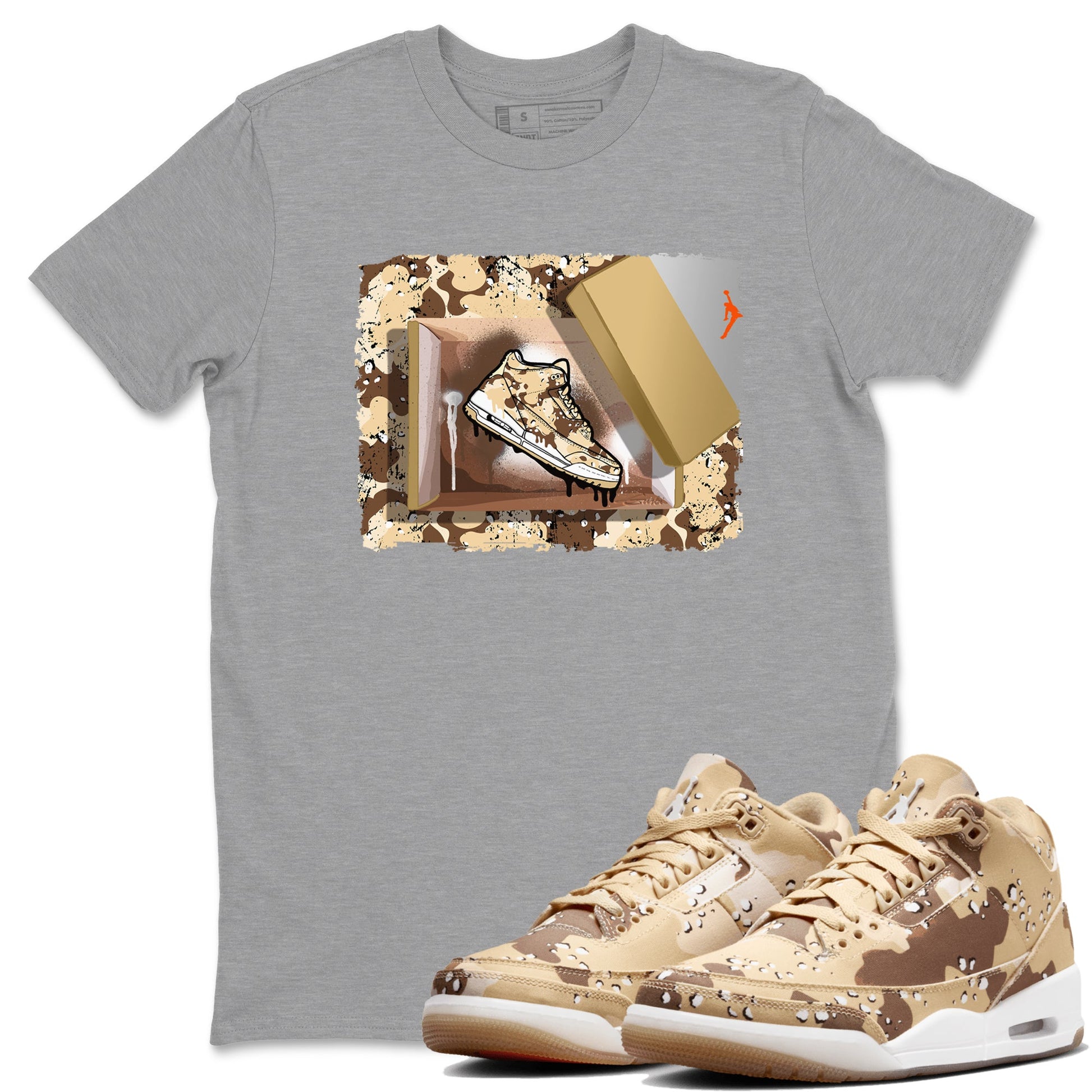 WNBA x Air Jordan 3 “Desert Camo” shirts to match jordans New Kicks sneaker match tees Air Jordan 3 Desert Camo SNRT Sneaker Release Tees Clothing Sneakerhead ShirtsHeather Grey 1 unisex cotton tee