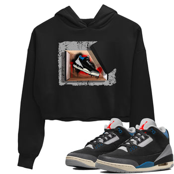 New Kicks womens crop tee made to vibe with the Air Jordan 3 Rare Air sneakers — the perfect match in Black 1.