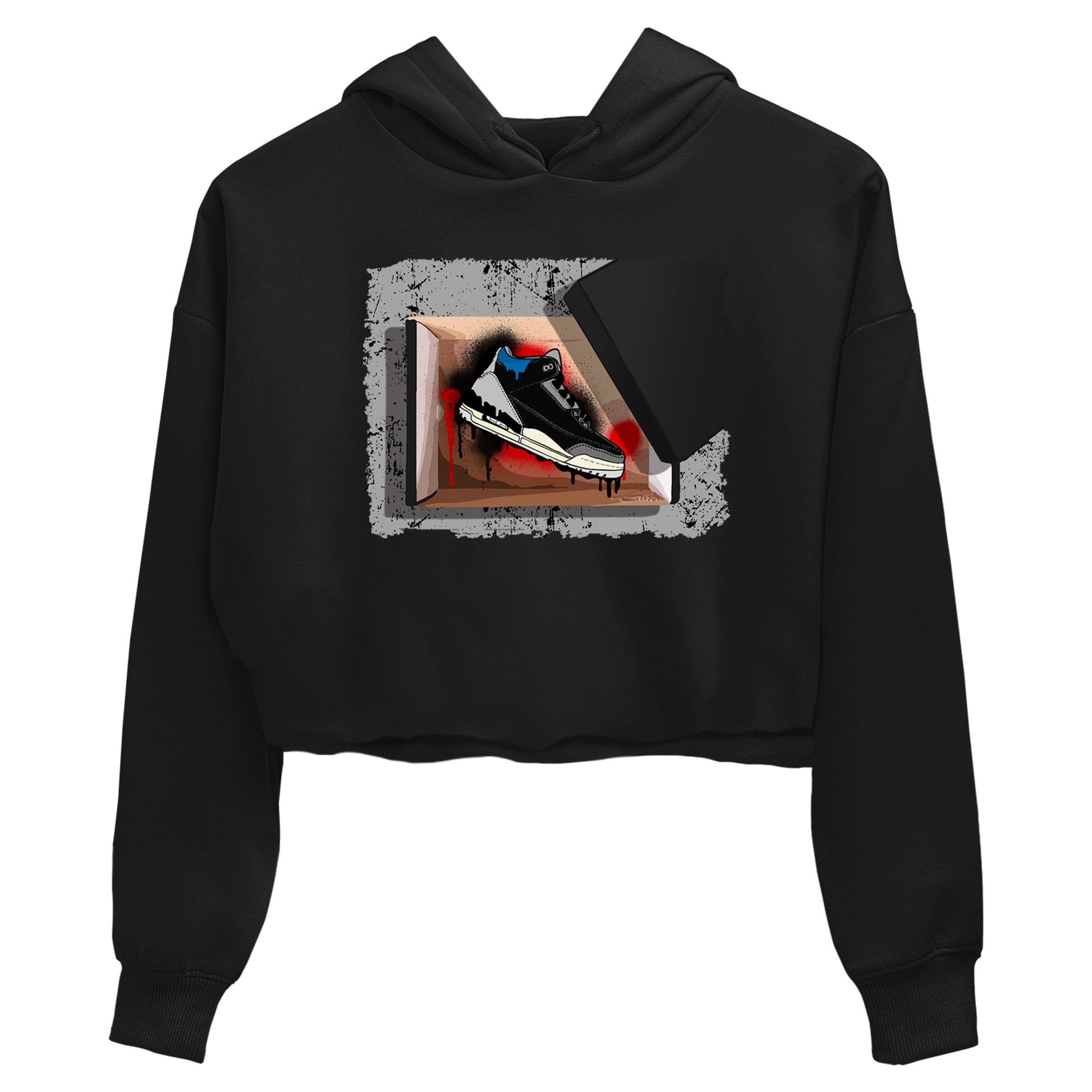 New Kicks womens crop tee made to vibe with the Air Jordan 3 Rare Air sneakers — the perfect match in Black 2.