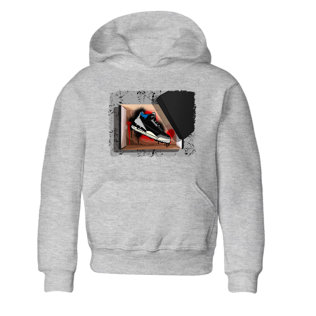 New Kicks baby and kids t-shirt crafted for little sneakerheads to shine with the Air Jordan 3 Rare Air sneakers, displayed in Heather Grey 2.