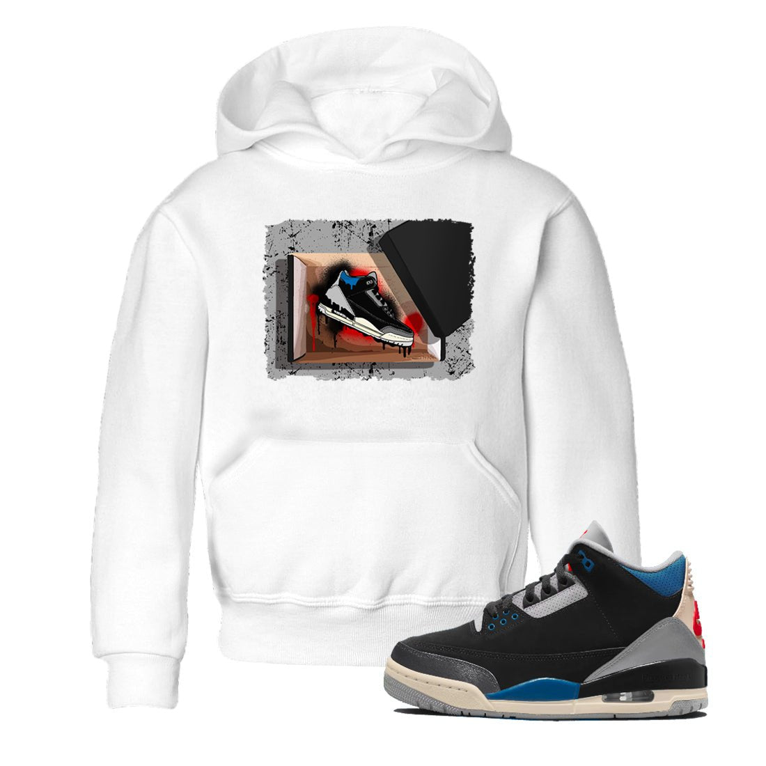 New Kicks baby and kids t-shirt crafted for little sneakerheads to shine with the Air Jordan 3 Rare Air sneakers, displayed in White 1.
