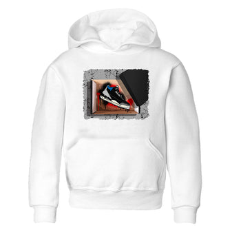 New Kicks baby and kids t-shirt crafted for little sneakerheads to shine with the Air Jordan 3 Rare Air sneakers, displayed in White 2.