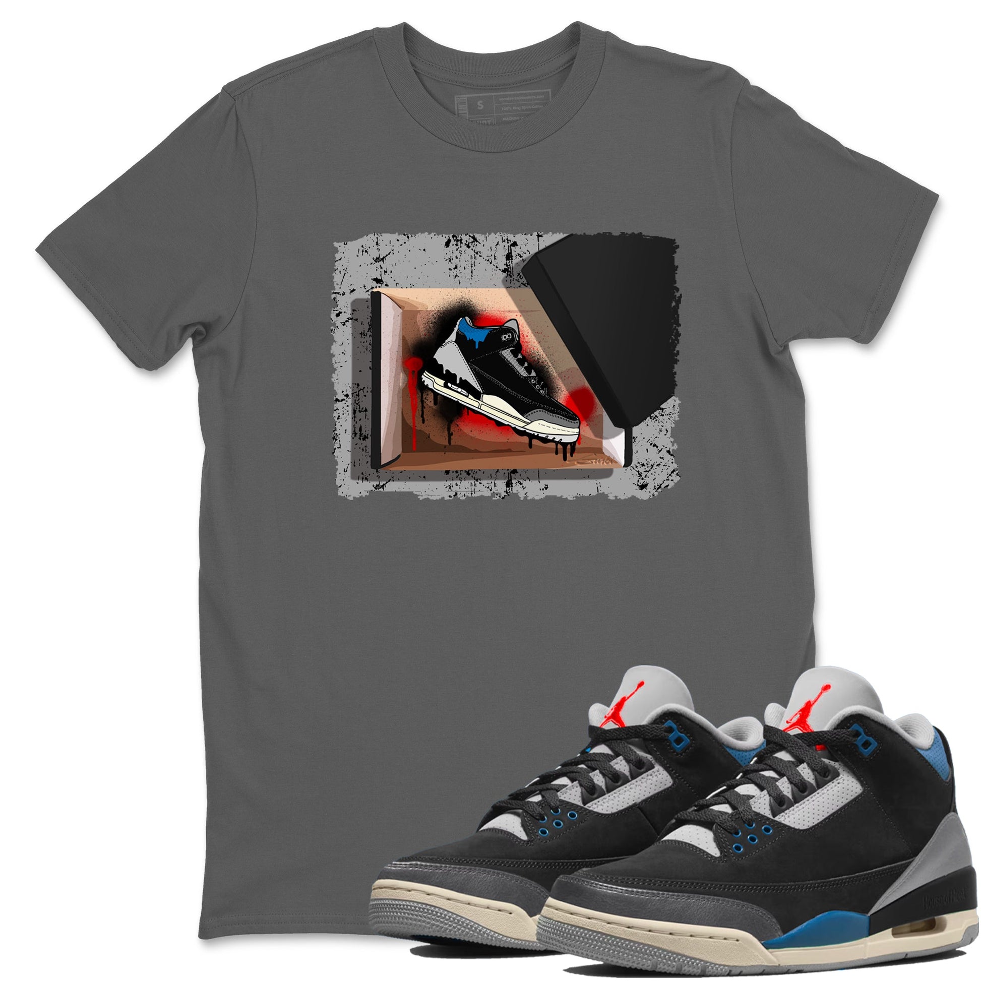 New Kicks sneaker match t-shirt styled to complete your fit with the Air Jordan 3 Rare Air sneakers, shown in Cool Grey 1.
