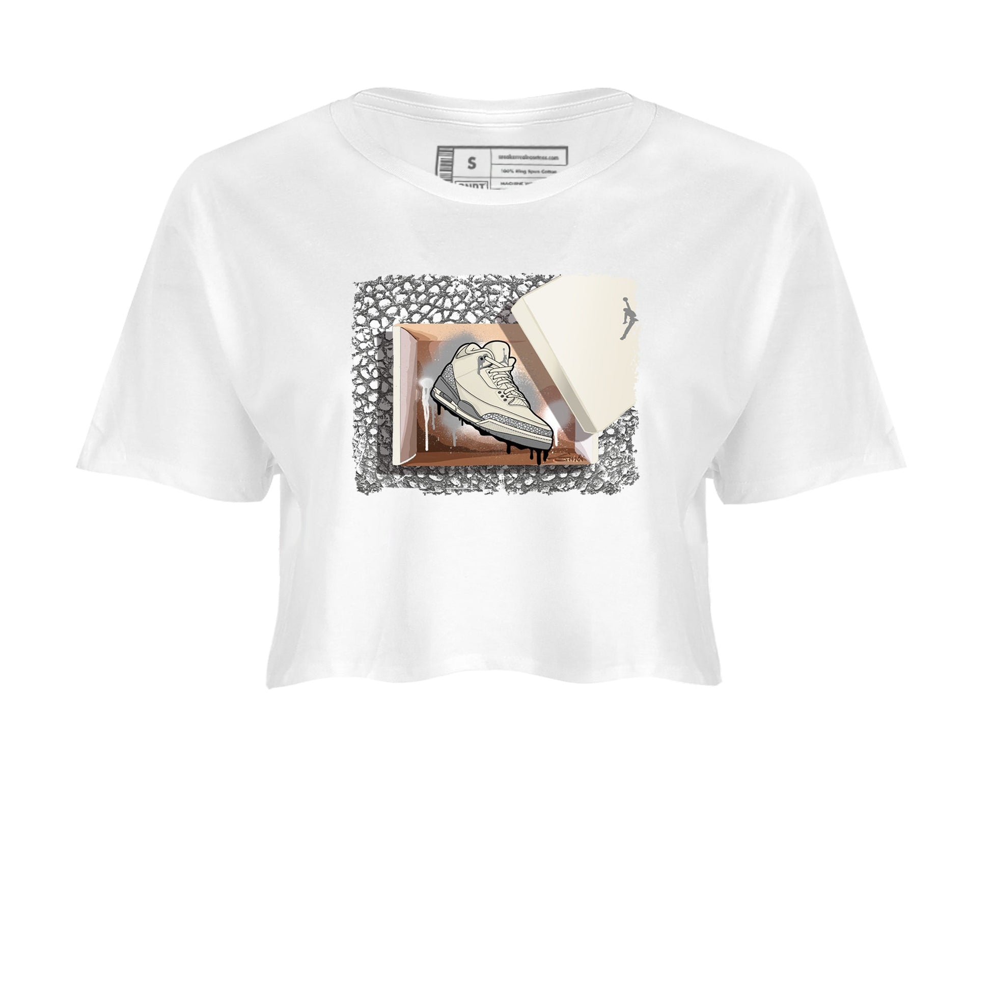 3s WMNS Sail and Cement Grey shirts to match jordans New Kicks graphic tees Air Jordan 3 Sail and Cement Grey match shoes to clothes SNRT Sneaker Tees unisex cotton White 2 crop tee