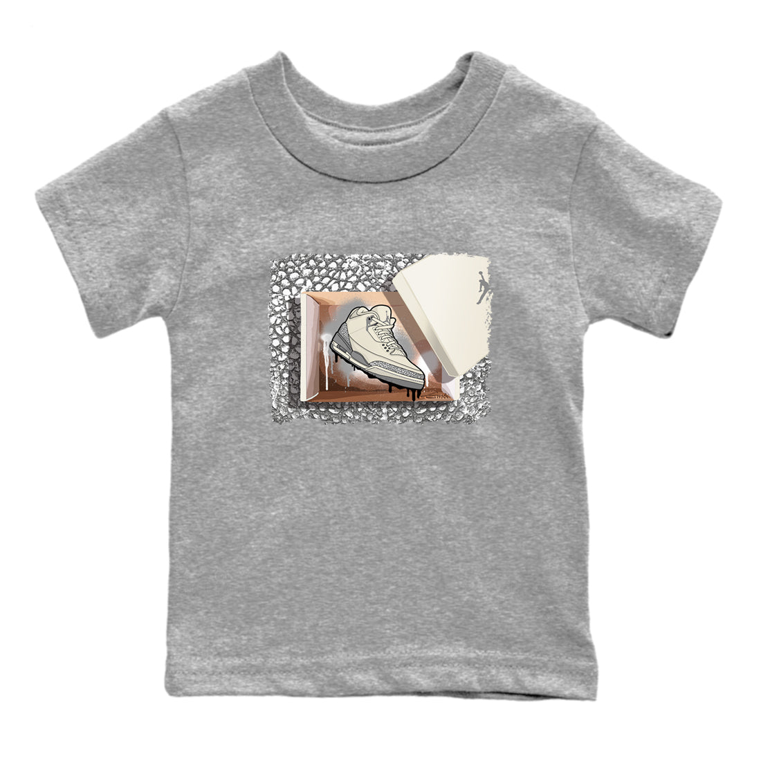 3s WMNS Sail and Cement Grey shirts to match jordans New Kicks graphic tees Air Jordan 3 Sail and Cement Grey match shoes to clothes SNRT Sneaker Tees Youth Baby Heather Grey 2 tee