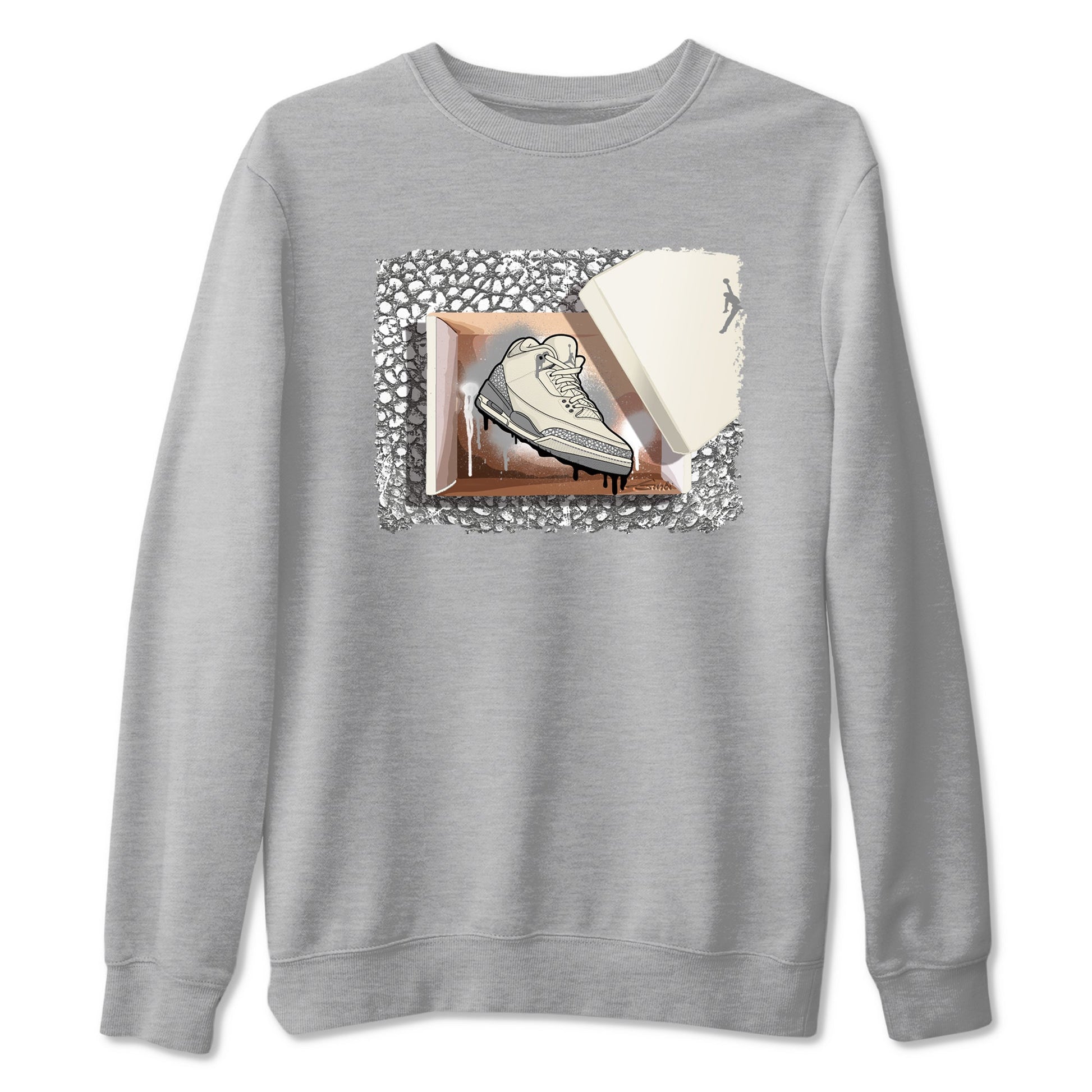 3s WMNS Sail and Cement Grey shirts to match jordans New Kicks graphic tees Air Jordan 3 Sail and Cement Grey match shoes to clothes SNRT Sneaker Tees unisex cotton Heather Grey 2 shirts