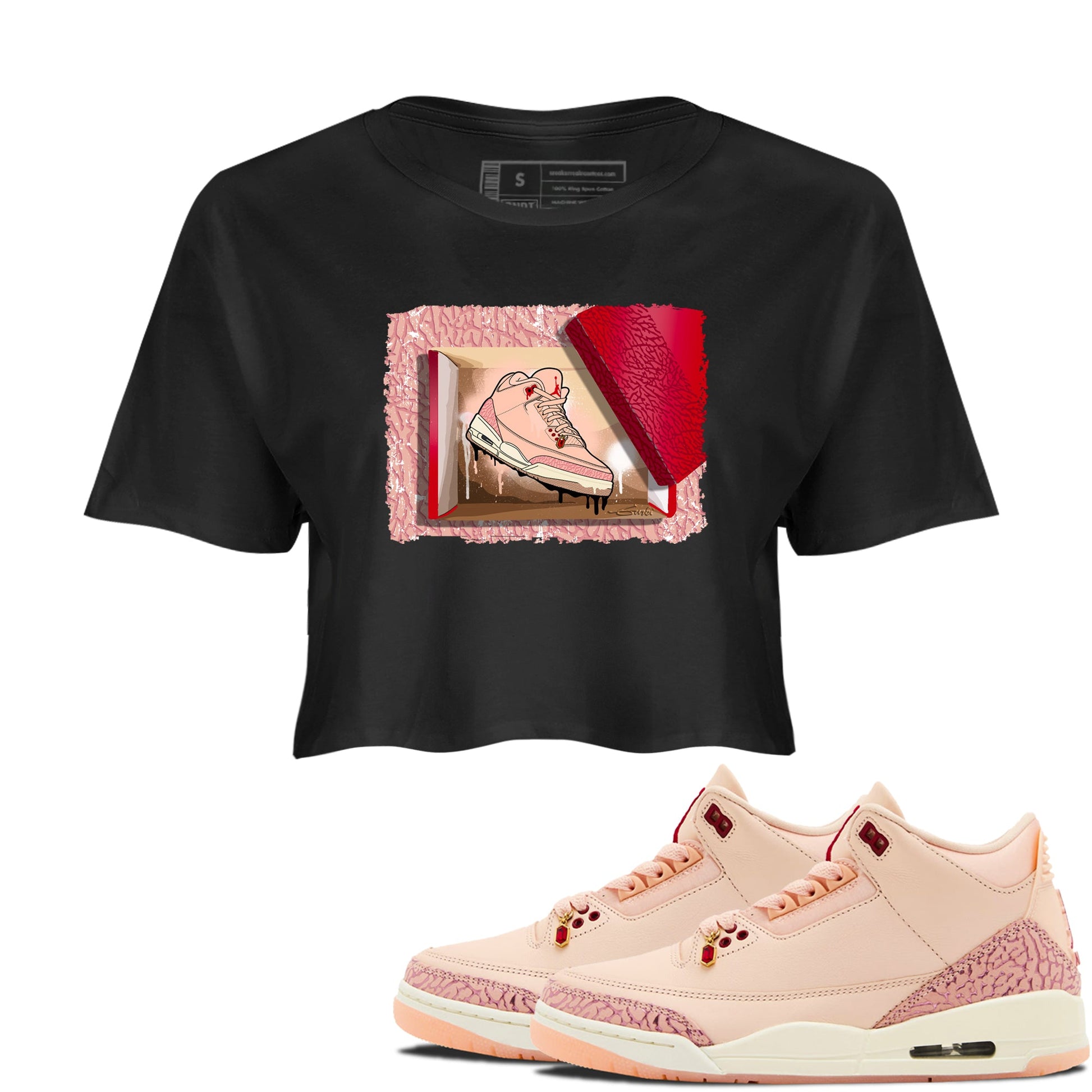 3s Valentines Day shirts to match jordans New Kicks best t shirts to wear with jordans Air Jordan 3 Valentines Day match shoes to clothes SNRT Sneaker Tees unisex cotton Black 1 crop tee