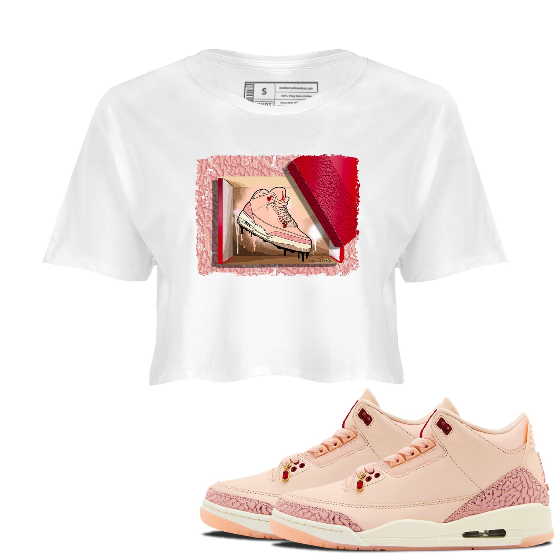 3s Valentines Day shirts to match jordans New Kicks best t shirts to wear with jordans Air Jordan 3 Valentines Day match shoes to clothes SNRT Sneaker Tees unisex cotton White 1 crop tee