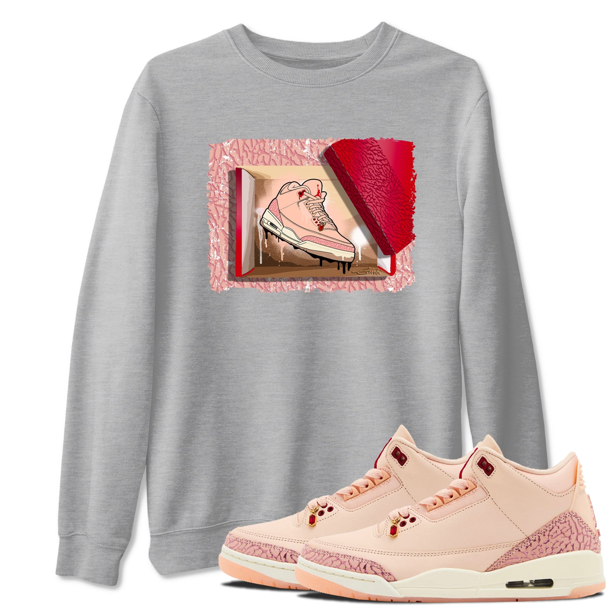 3s Valentines Day shirts to match jordans New Kicks best t shirts to wear with jordans Air Jordan 3 Valentines Day match shoes to clothes SNRT Sneaker Tees unisex cotton Heather Grey 1 shirts