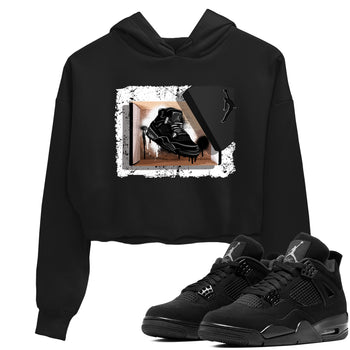 Sneaker match tees – Sneaker Tees To Match Air Jordan 4 Black Cat Shoes – New Kicks Crop T-Shirt Black 1