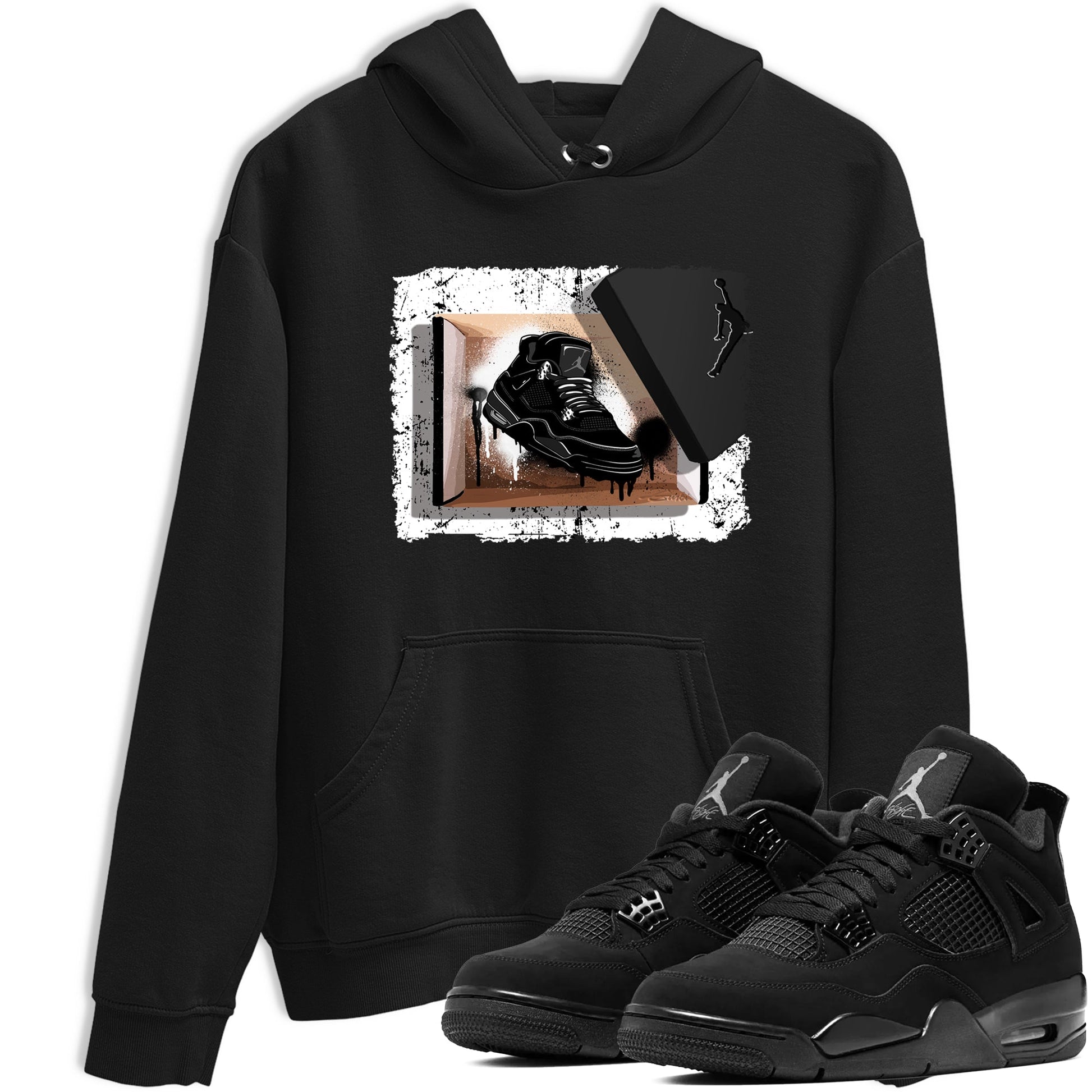 Sneaker match tees – Sneaker Tees To Match Air Jordan 4 Black Cat Shoes – New Kicks Tee Black 1