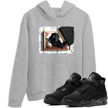 Sneaker match tees – Sneaker Tees To Match Air Jordan 4 Black Cat Shoes – New Kicks Tee Heather Grey 1