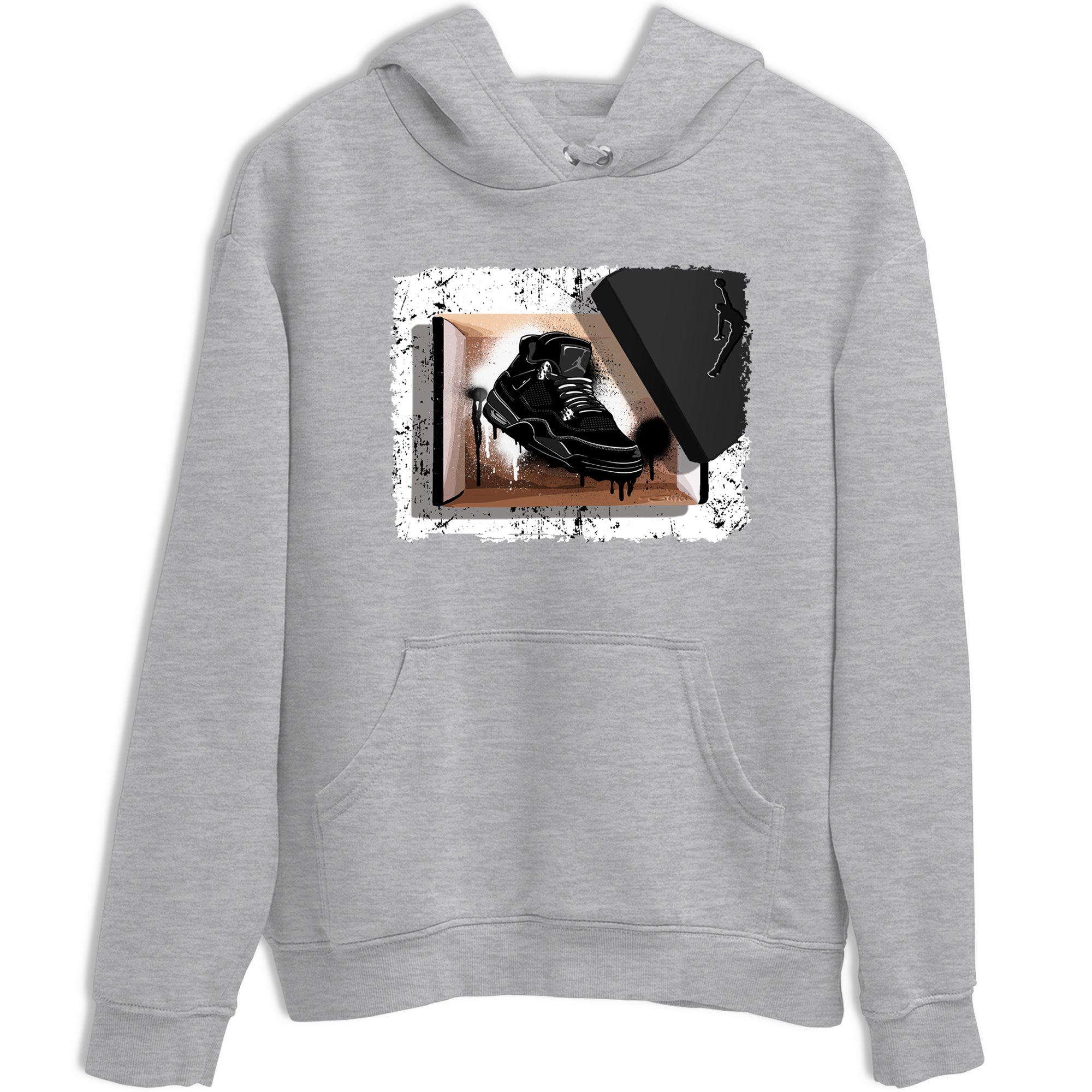 Sneaker match tees – Sneaker Tees To Match Air Jordan 4 Black Cat Shoes – New Kicks Tee Heather Grey 2