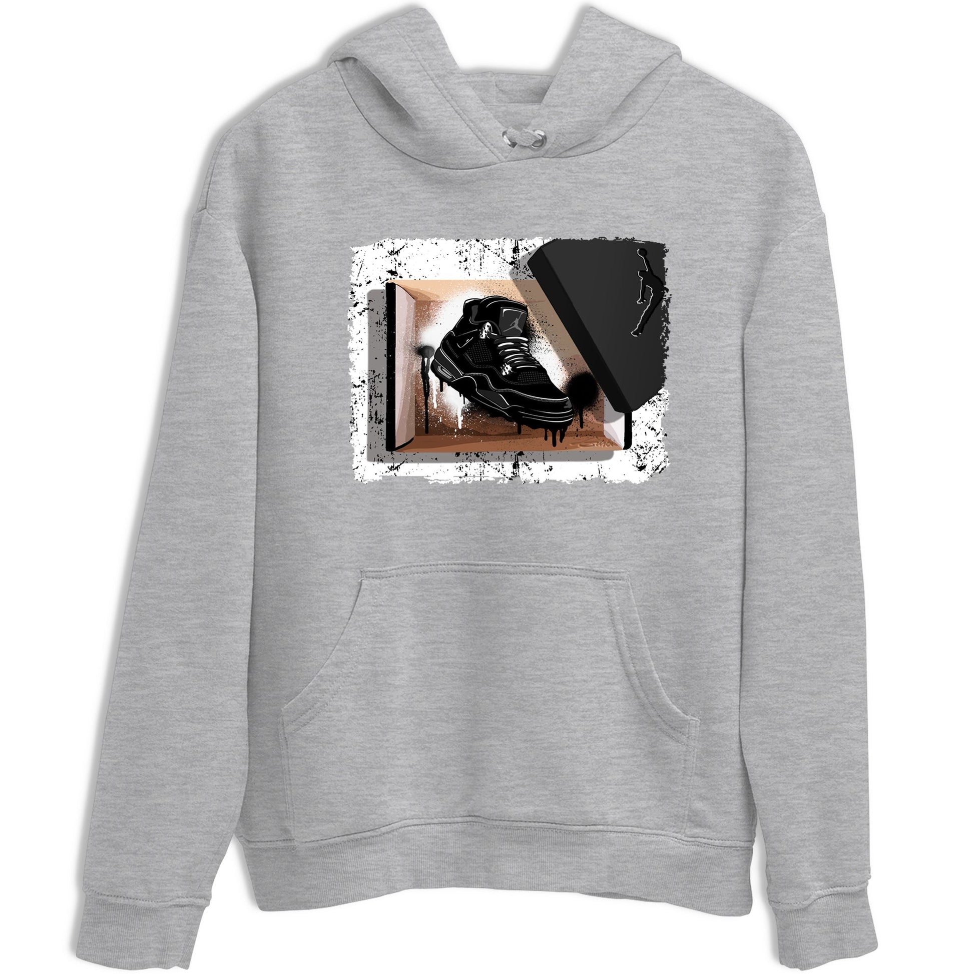 Sneaker match tees – Sneaker Tees To Match Air Jordan 4 Black Cat Shoes – New Kicks Tee Heather Grey 2