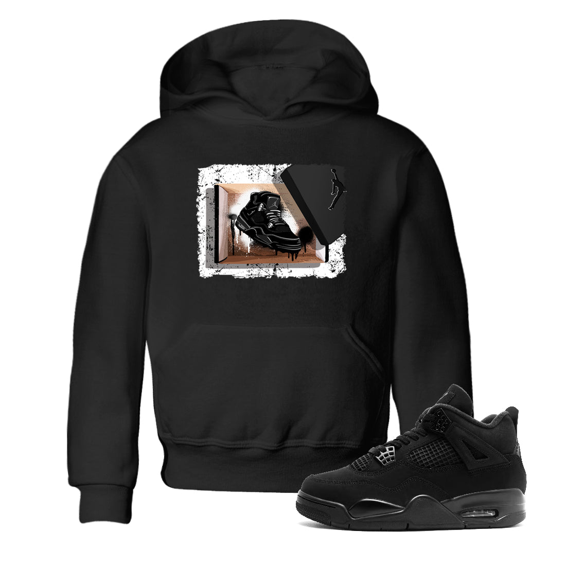 Sneaker match tees – Sneaker Tees To Match Air Jordan 4 Black Cat Shoes – New Kicks Kids T-Shirt Black 1