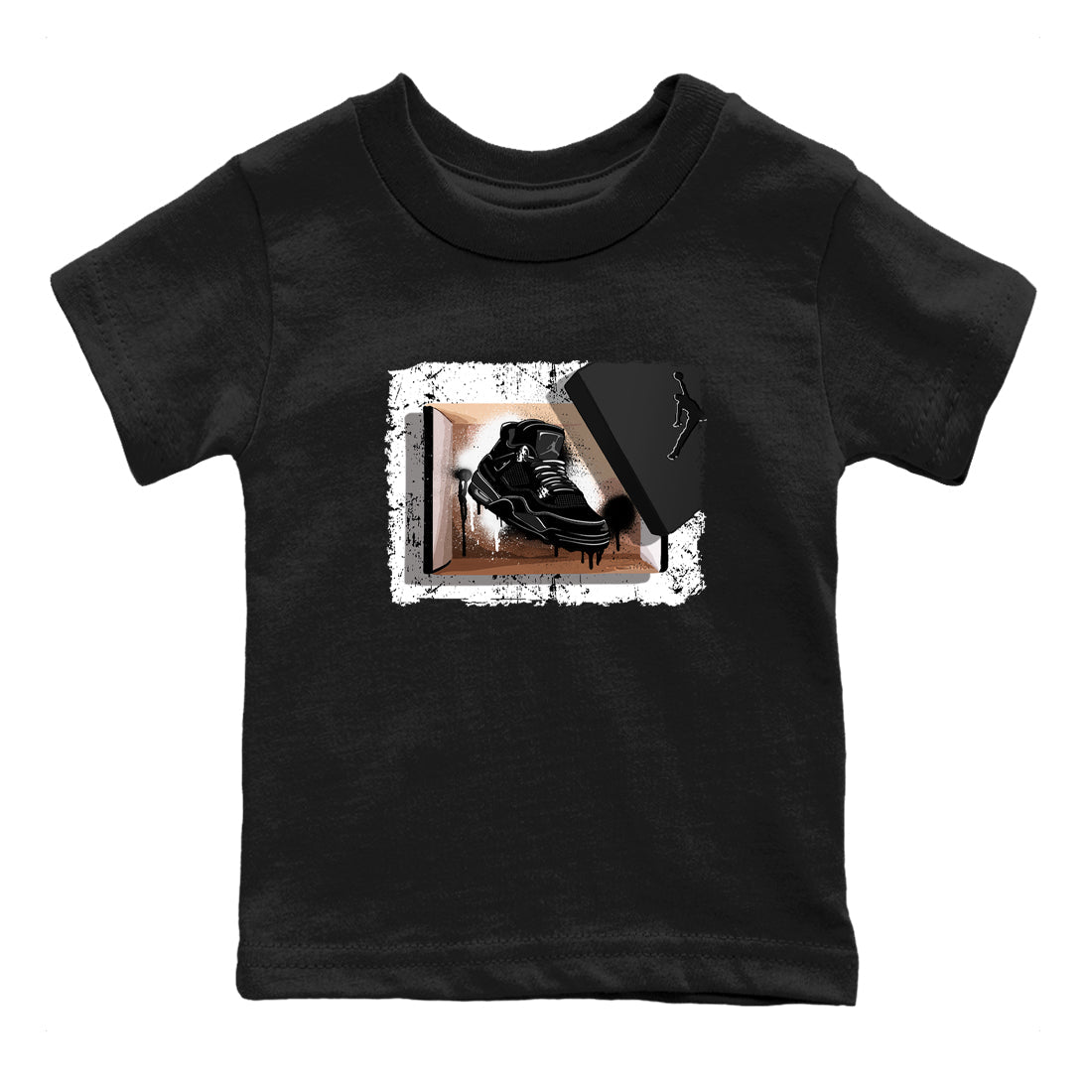 Sneaker match tees – Sneaker Tees To Match Air Jordan 4 Black Cat Shoes – New Kicks Kids T-Shirt Black 2