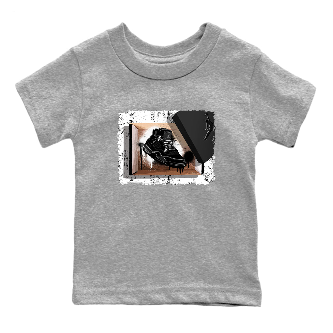 Sneaker match tees – Sneaker Tees To Match Air Jordan 4 Black Cat Shoes – New Kicks Kids T-Shirt Heather Grey 2