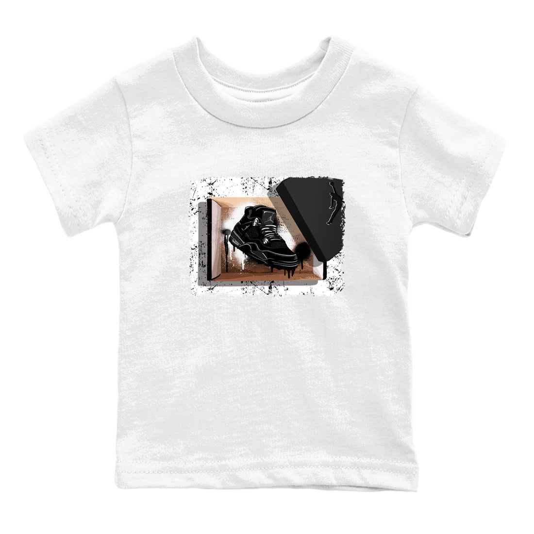Sneaker match tees – Sneaker Tees To Match Air Jordan 4 Black Cat Shoes – New Kicks Kids T-Shirt White 2