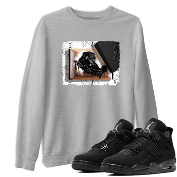 Sneaker match tees – Sneaker Tees To Match Air Jordan 4 Black Cat Shoes – New Kicks Tee Heather Grey 1