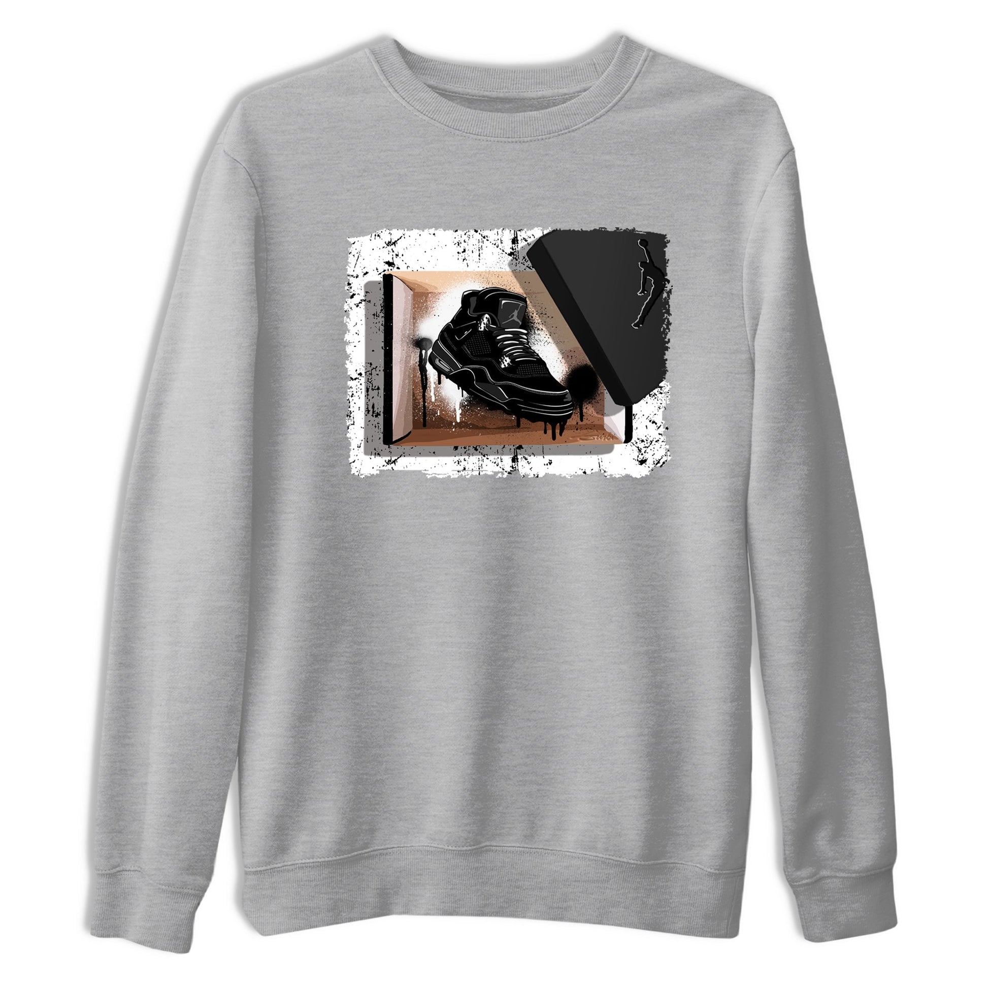 Sneaker match tees – Sneaker Tees To Match Air Jordan 4 Black Cat Shoes – New Kicks Tee Heather Grey 2