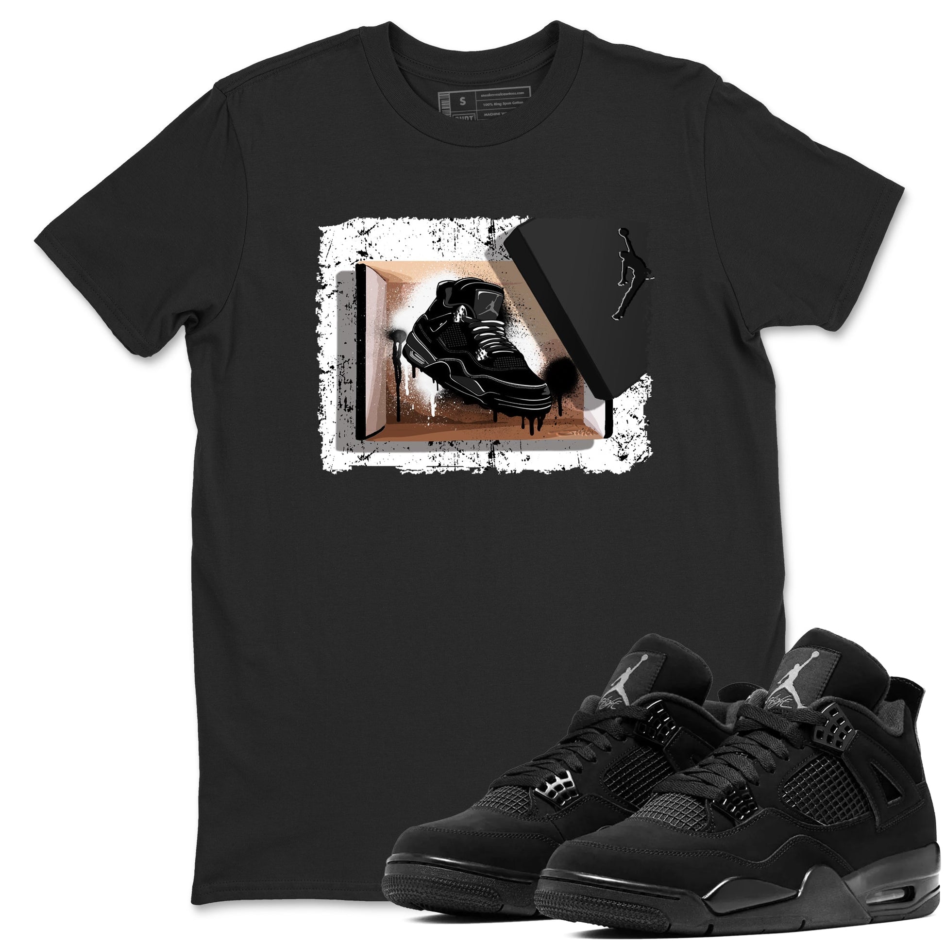 Sneaker match tees – Sneaker Tees To Match Air Jordan 4 Black Cat Shoes – New Kicks Tee Black 1