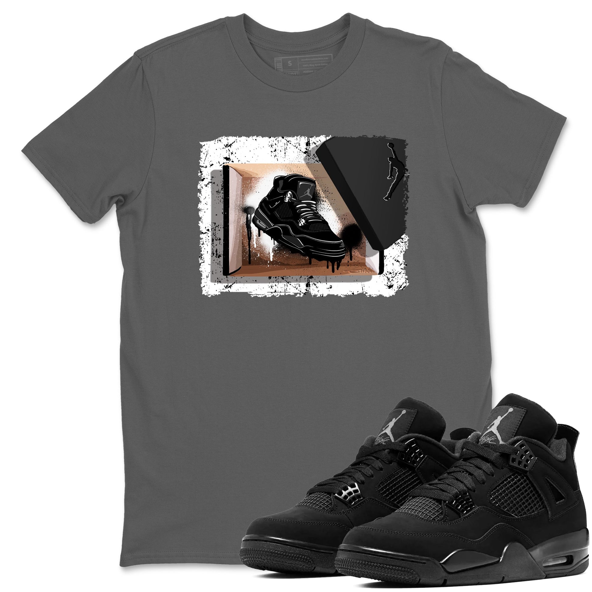 Sneaker match tees – Sneaker Tees To Match Air Jordan 4 Black Cat Shoes – New Kicks Tee Cool Grey 1