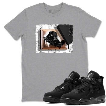 Sneaker match tees – Sneaker Tees To Match Air Jordan 4 Black Cat Shoes – New Kicks Tee Heather Grey 1