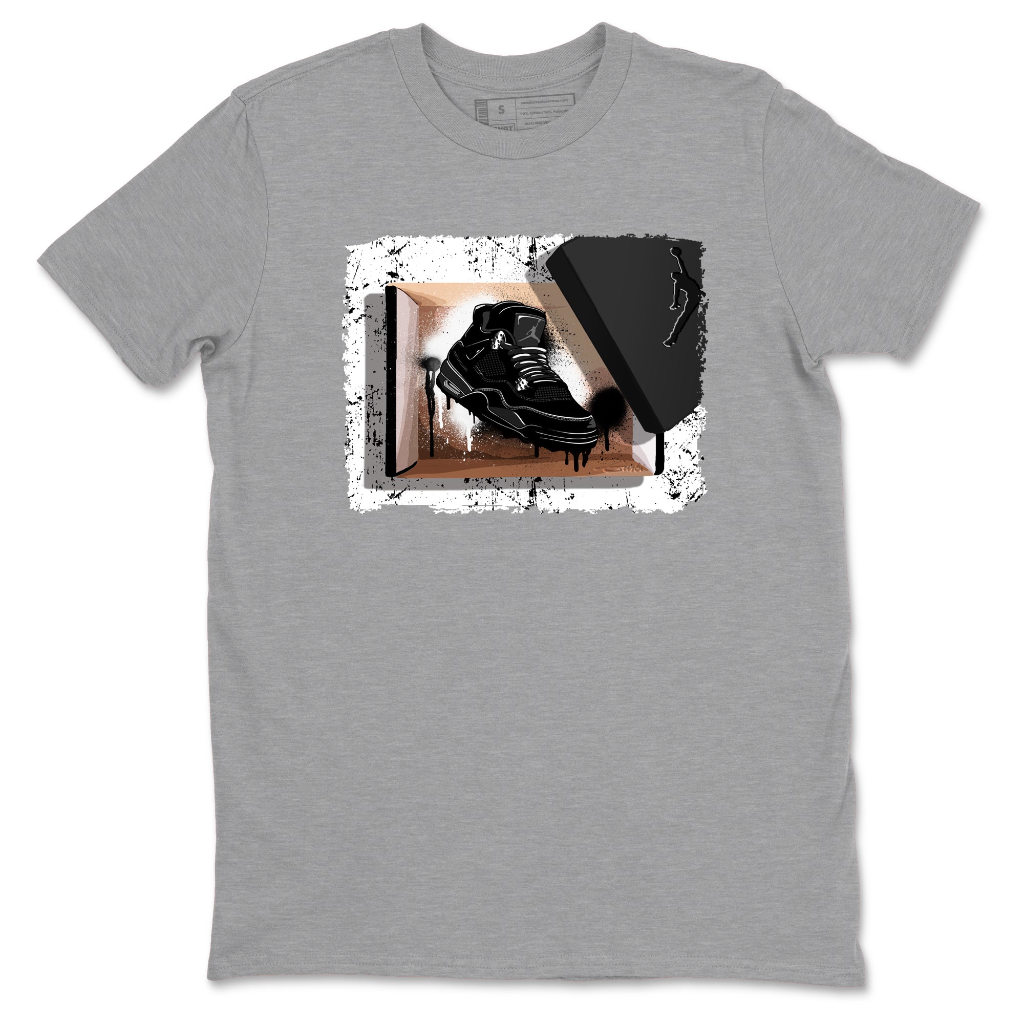 Sneaker match tees – Sneaker Tees To Match Air Jordan 4 Black Cat Shoes – New Kicks Tee Heather Grey 2