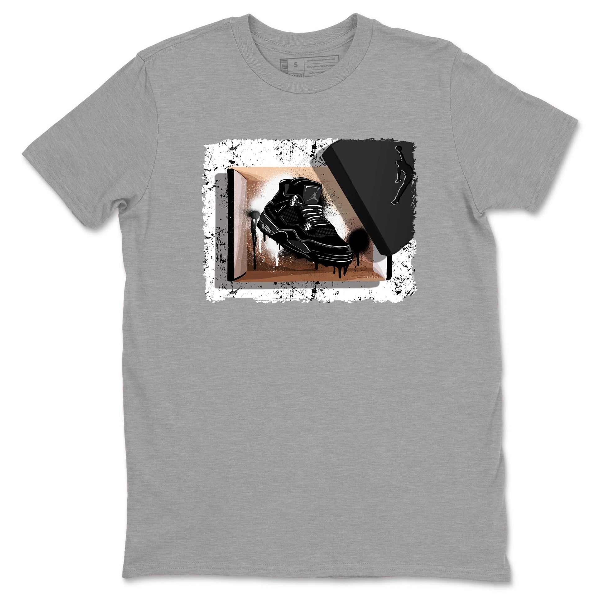 Sneaker match tees – Sneaker Tees To Match Air Jordan 4 Black Cat Shoes – New Kicks Tee Heather Grey 2